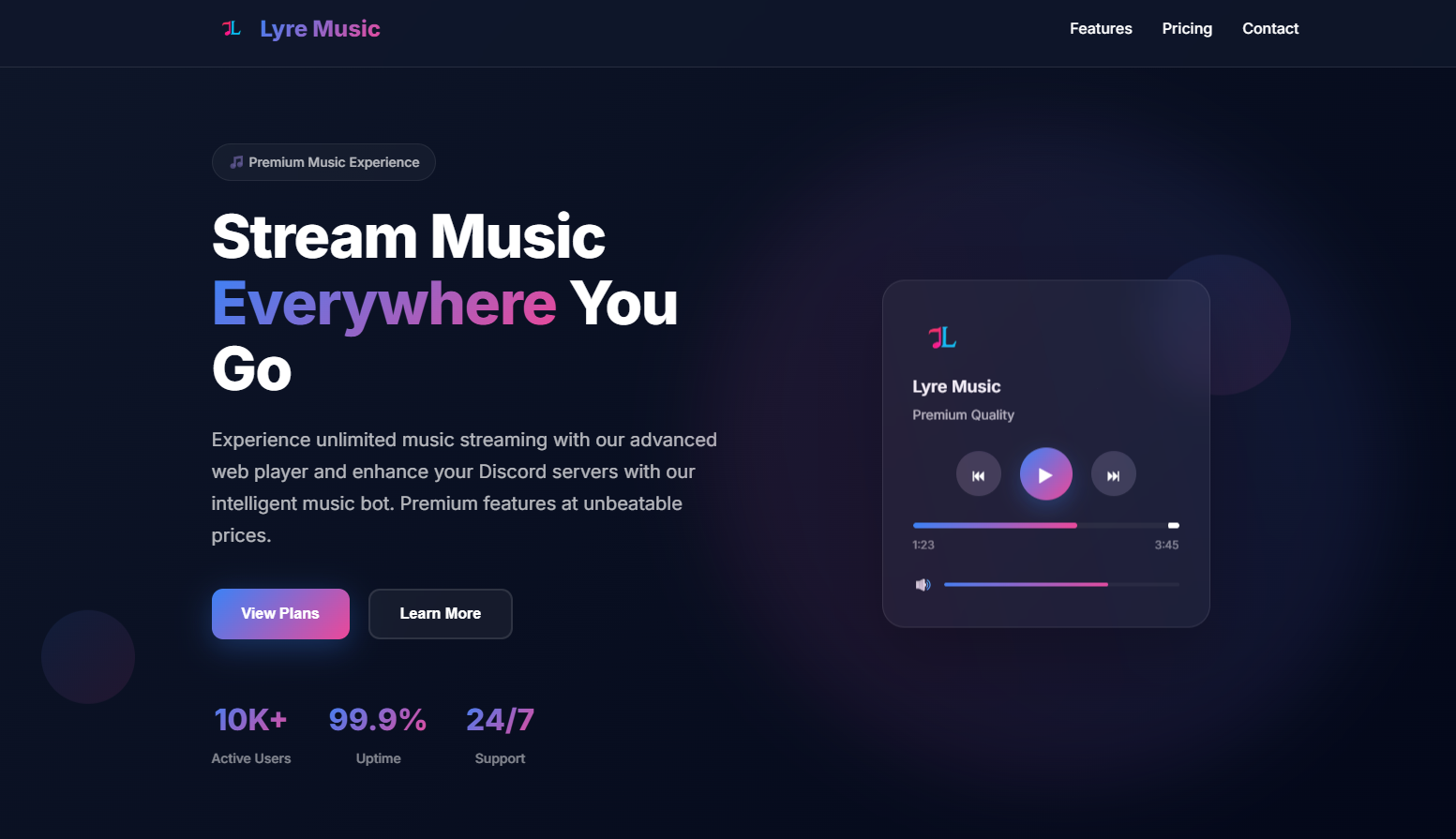 Lyre Music Website Preview